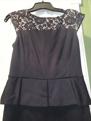 ann taylor lace shift dress Ann Taylor Loft Women's Navy Lace Overlay Short Sleeve Shift Dress Size 10T