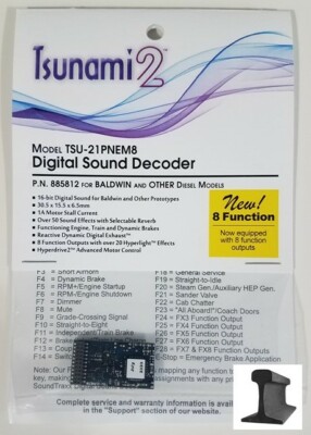 Soundtraxx 885812 Tsunami 2 TSU-21PNEM8 21 Pin Sound Decoder Baldwin ~8 Function
