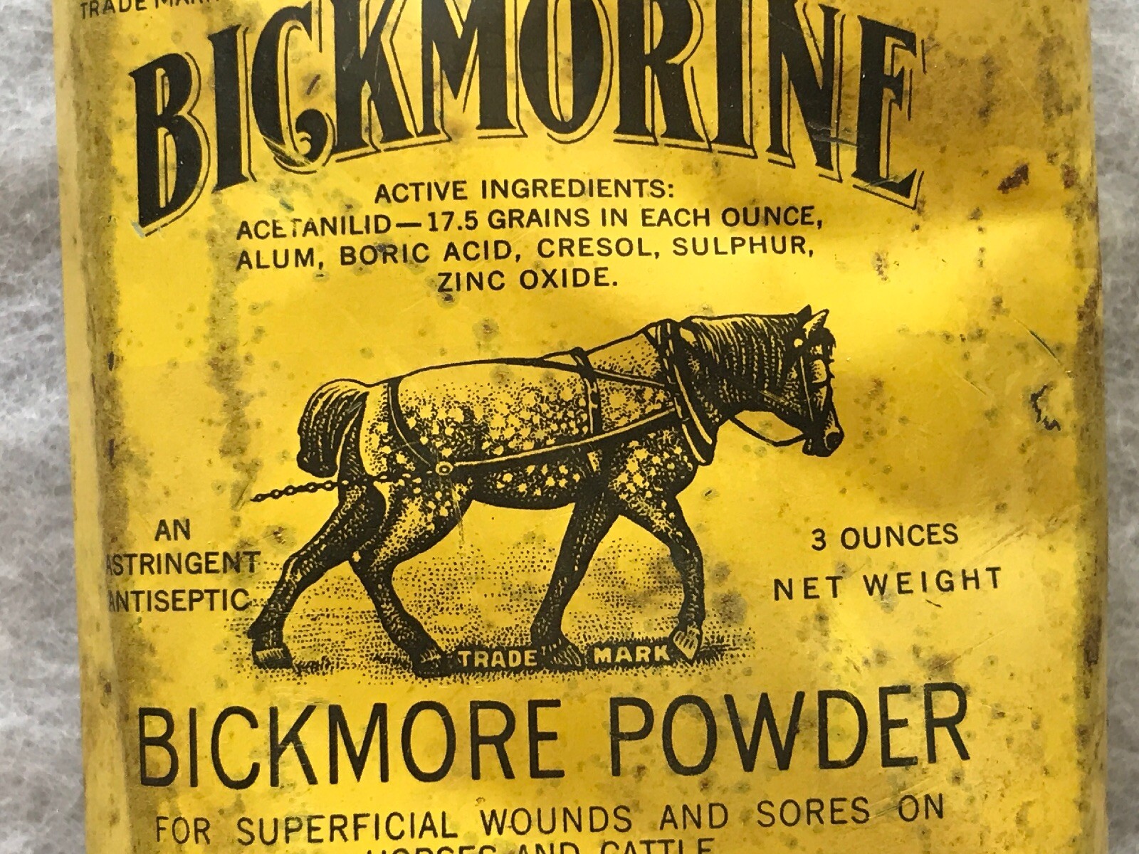 BICKMORE Powder For Horses Vintage Tin, Old Town, Maine eBay