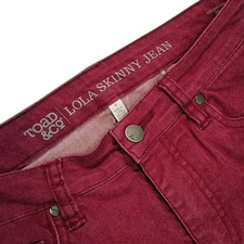 Toad & Co Lola Skinny Jeans Women's 8 Sustainable Organic Cotton Red