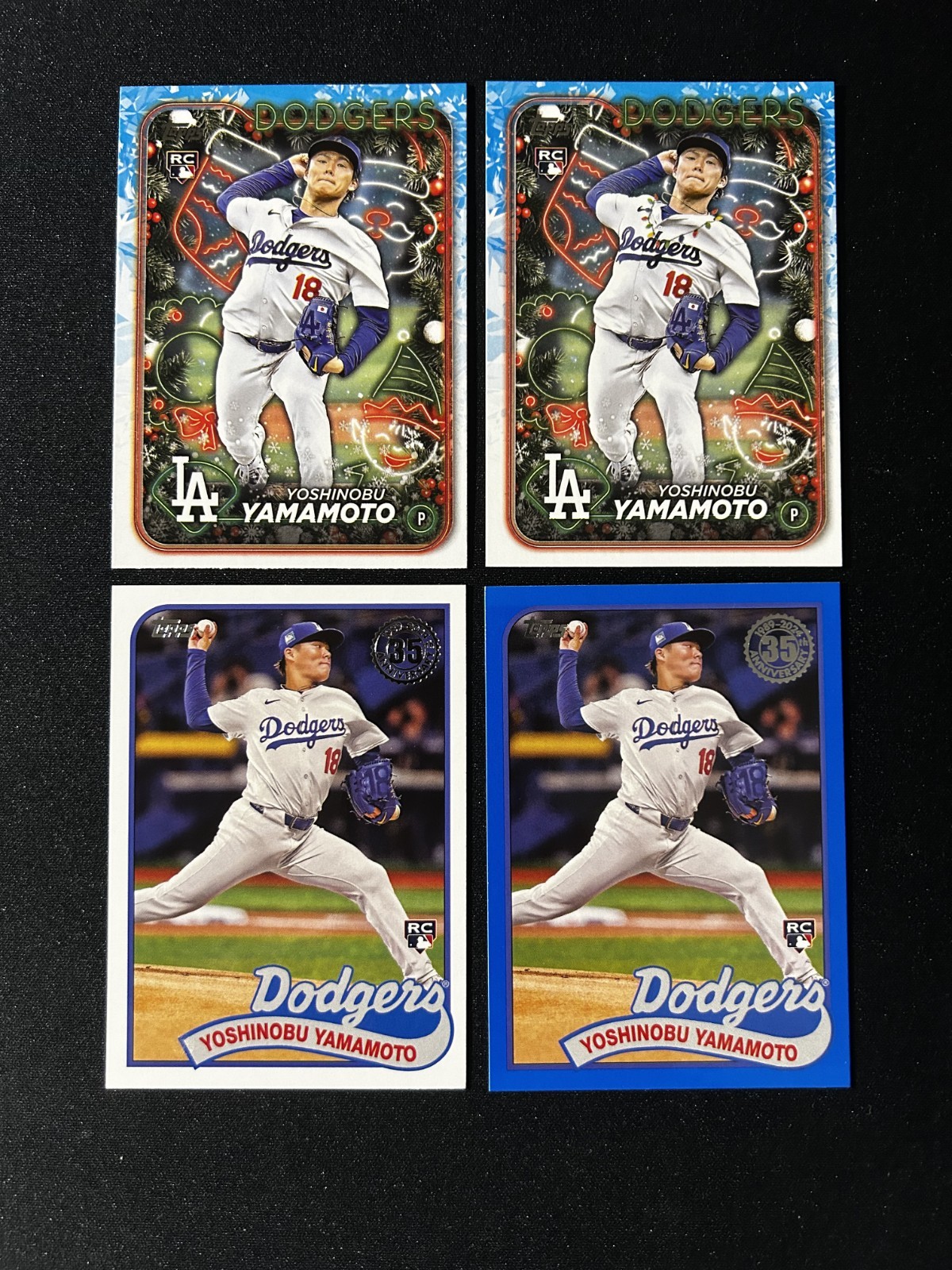 2024 Topps Update Yoshinobu Yamamoto 1989 Blue Border + Holiday Lights SP