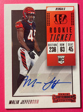 SIGNED MALIK JEFFERSON 2018 PANINI CONTENDERS ROOKIE CARD CERTIFIED - BENGALS. rookie card picture