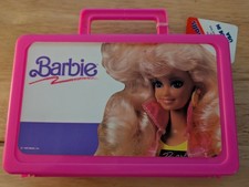 Mattel Barbie Pink Plastic Carrying Case Hinged Box With Handle Vintage 1990