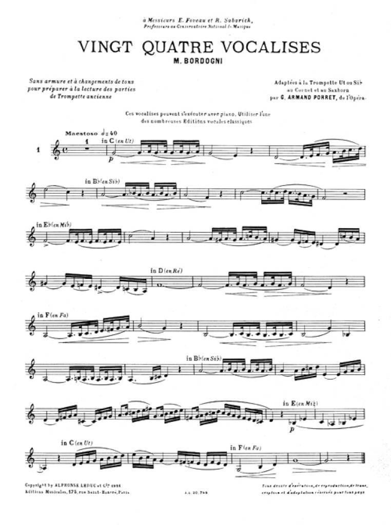 Vingt-Quatre Vocalises Marco Bordogni Book [Softcover] Trumpet Alphonse Leduc