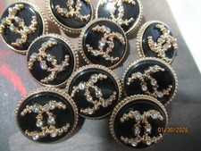 CHANEL 10 BUTTONS GOLD TONE / BLACK  20MM  METAL SO PRETTY LOT 10