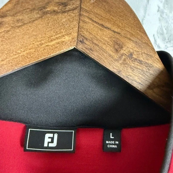 FootJoy FJ Rojo Sólido Nylon Elástico Cuarto Cremallera Pullover Chaqueta de Golf para Hombres GRANDE Foto 3 de 4