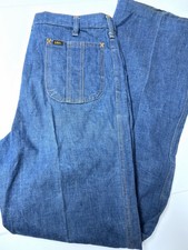 Vintage 1970 s LEE High Rise Flair Bell Bottom Denim Jeans WM 34 x 34 EUC