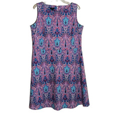 Talbots Sleeveless Dress Woman's Size 1X Multicolor Paisley Stretch Knit 