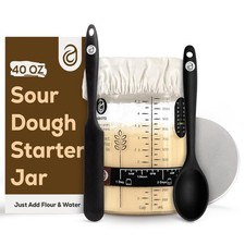 Sourdough Starter Kit with 40 oz Glass Jar Extra Thermometer Strips and