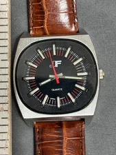 JF marked 31374 Japan Men's Watch VEAU FAIT MAIN France ZRC 22 INOX 4 Band