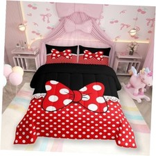 Bowknot Comforter Set Size,White Dots Bedding Set 3pcs for Kids Full Wws8715