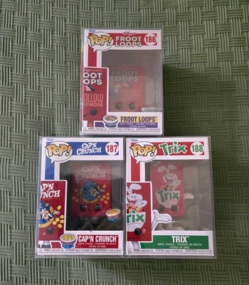 Funko Pop Cereal Box Set Of 3  Fruit Loops#186  Cap N Crunch#187  Trix#188
