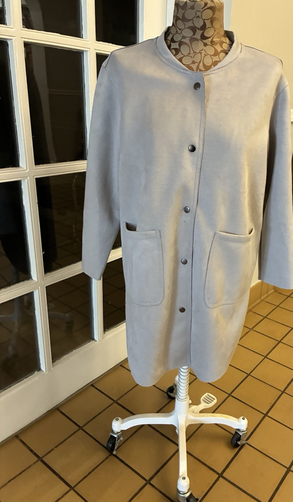 Grey Open Front Button Down Lightweight Jacket - image 1