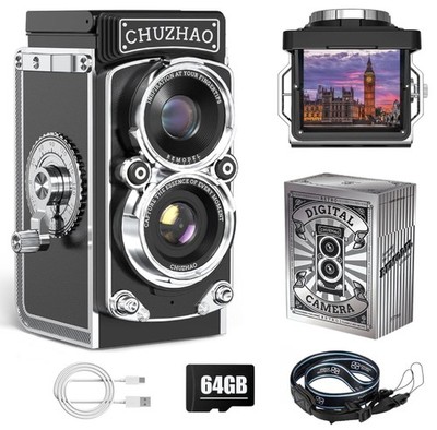 [Brandneu] Chuzhao Vintage Twin-Lens Design Kamera 12MP Foto 1080P Video