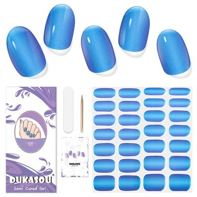 Semi Cured Gel Nail Strips, 28 pcs Stickers Work with Any UV NEW-D37