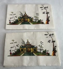 Vintage NEW Mariasch Studios, Inc Linen Handcrafted Oriental Dojo Handkerchief