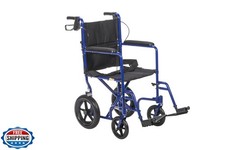 Drive Medical EXP19LTBL Lightweight Expedition Folding Transport Wheelchair w