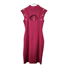 KATE HEWKO Cut Out Bodycon Dress S Pink Bandage Y2K Cocktail Wedding Party Chic