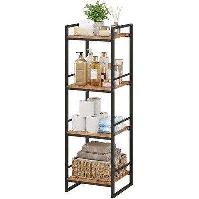 BYFU 4 Tier Bathroom Storage Open Shelf, Freestanding Metal Corner Storage Ra...