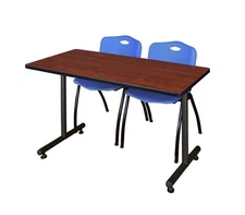 Regency Kobe 48 x 24 in. TBase Training Seminar Table 2 M Stack Chairs