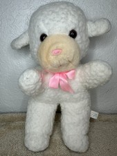Vintage Happiness Aid White Lamb Sheep Plush Pink Bow By Well Made 1992 11