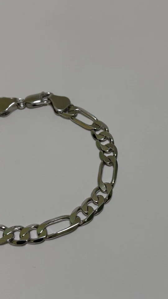 Brazalete de eslabones Figaro plata de ley 925 - 8” - 7 mm - 13,5 g - acabado rodio Foto 3 de 4