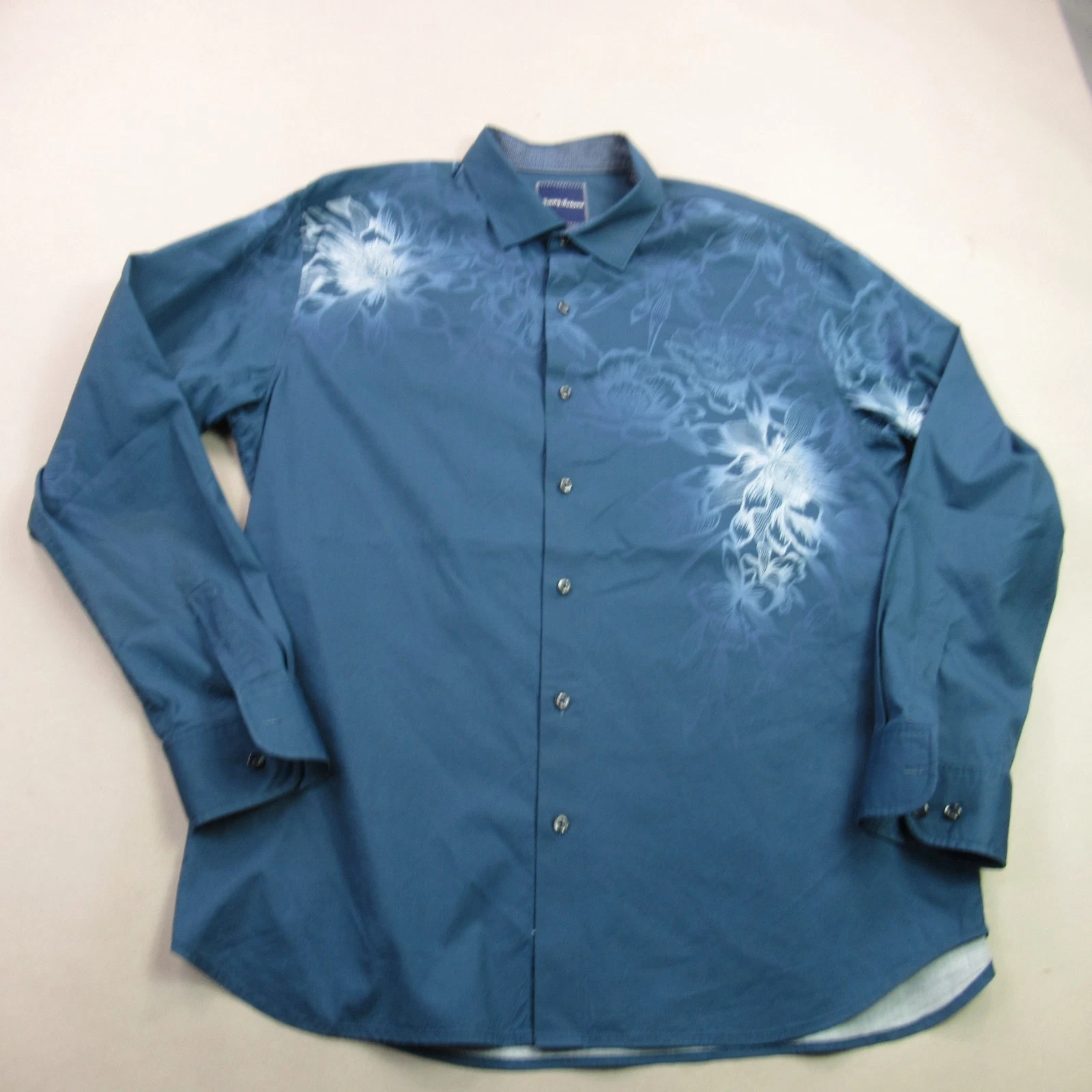 Tommy Bahama Shirt Mens XL Blue Long Sleeve Button Front Lightweight Floral