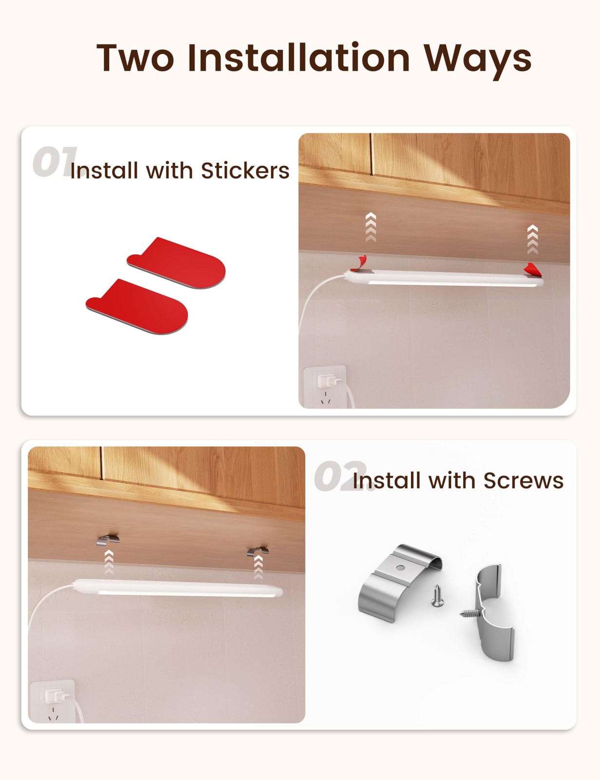 Hand Wave Gesture Under Cabinet Lights,16 Inch Plug in Kitchen Counter Light