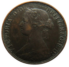 1863 Queen Victoria Halfpenny Coin - Great Britain