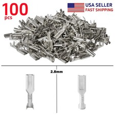 100PCS Non-insulated Brass Electrical Wire Connector Female Spade Terminal 2.8mm