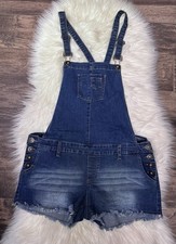Guess Large Shortalls Overalls Cut Off Jean Shorts Stretch Y2K Festival Concert