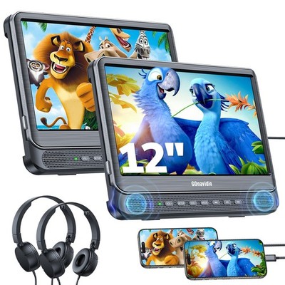 Dual Car DVD Players 12 HDMI Input Headrest Monitor Sync TV GOnavidio Screen