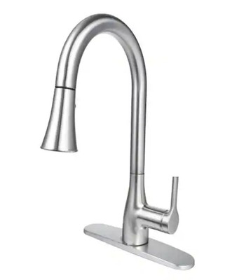 FLOW Classic Single-Handle Kitchen Faucet   Brushed Nickel   Standard Mount
