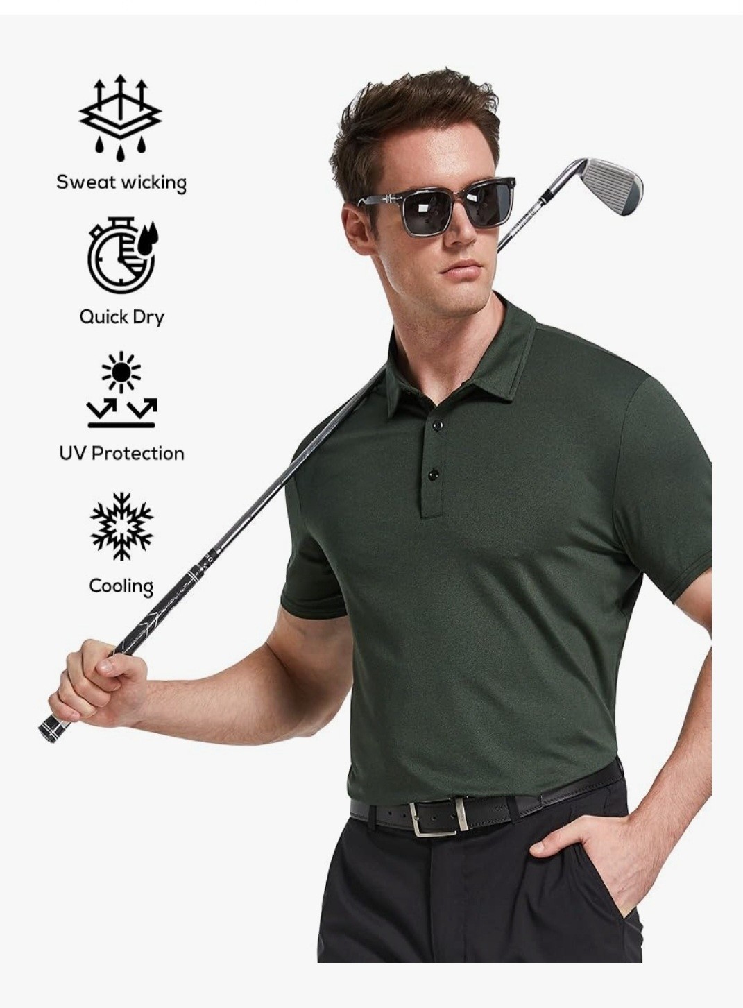 4 Pack Mens Polo Shirts Quick Dry Short Sleeve Golf T Shirt Performance Moist...