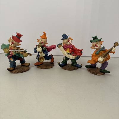 Vintage Set Of 4 Clown Musicians Resin 4 