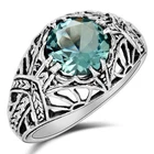 2CT Aquamarine 925 Sterling Silver Vintage Style Ring Sz 7 XA3-7