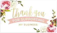 Pink Floral Thank You for Your Business Card / 100 Small Business Thanks Gratitu