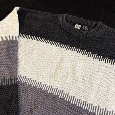 Vtg JED Textured Grandpa Sweater Sz Medium Striped 90's Pullover 3D Streetwear