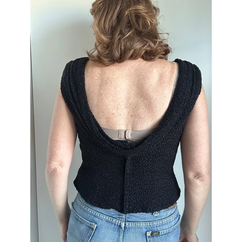 Top Formal Vintage Con Cuentas Talla Mediana Cóctel Noche Ropa Vacaciones Y2K Foto 2 de 4