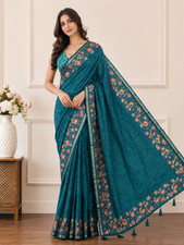 Aadatein Soft Cotton Printed Saree Floral Patchwork Designer Ethnic Saree