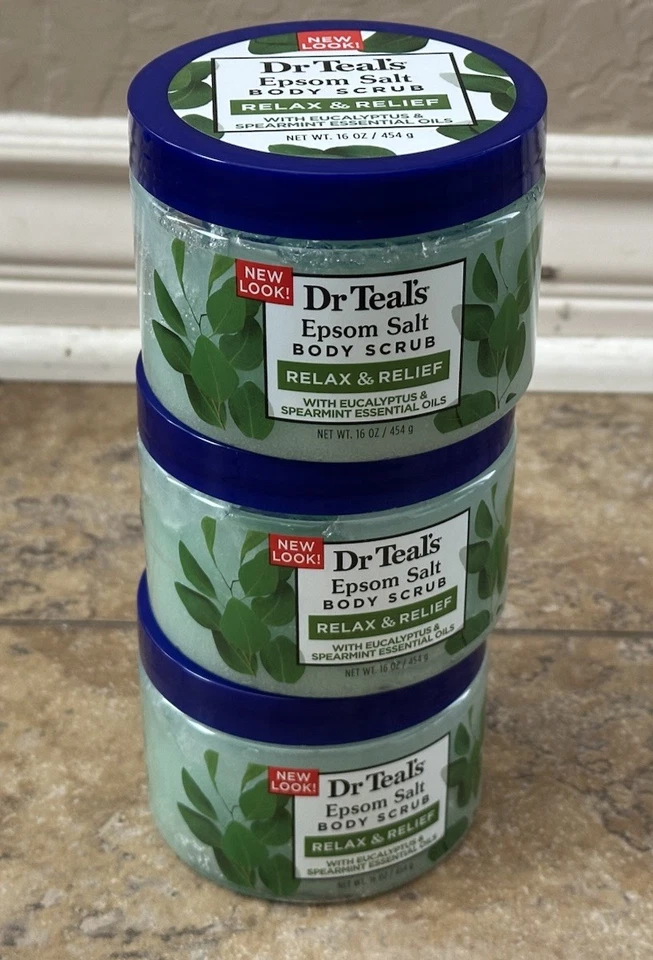Dr Teal's Epsom Salt Body Scrub, Relax & Relief with Eucalyptus16 Oz (Pack of 3) - Image 3 of 4