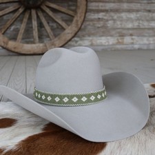 Western Beaded Hat Band   The Daisy Sage Green 