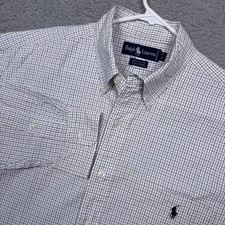 Ralph Lauren Shirt Mens 16.5 White Check Yarmouth Long Sleeve Button Down Cotton