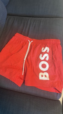BOSS Herren Badeshorts L Rot/Weiß Logo-Print...