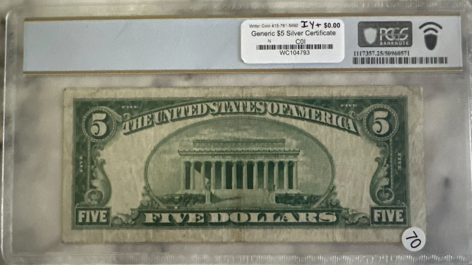 PCGS Very Fine 25 1934-A US $5 North Africa WWII Emergency Silver Certificate - Image 2 of 2