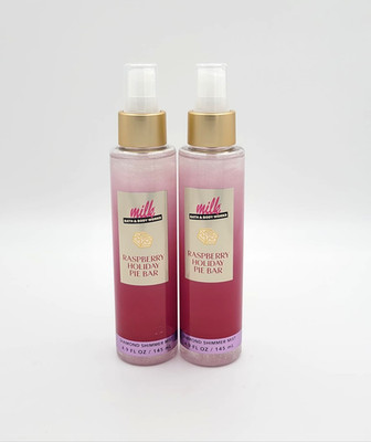 2 Bath & Body Works Milk Raspberry Holiday Pie Bar Diamond Shimmer Mist 4.9oz