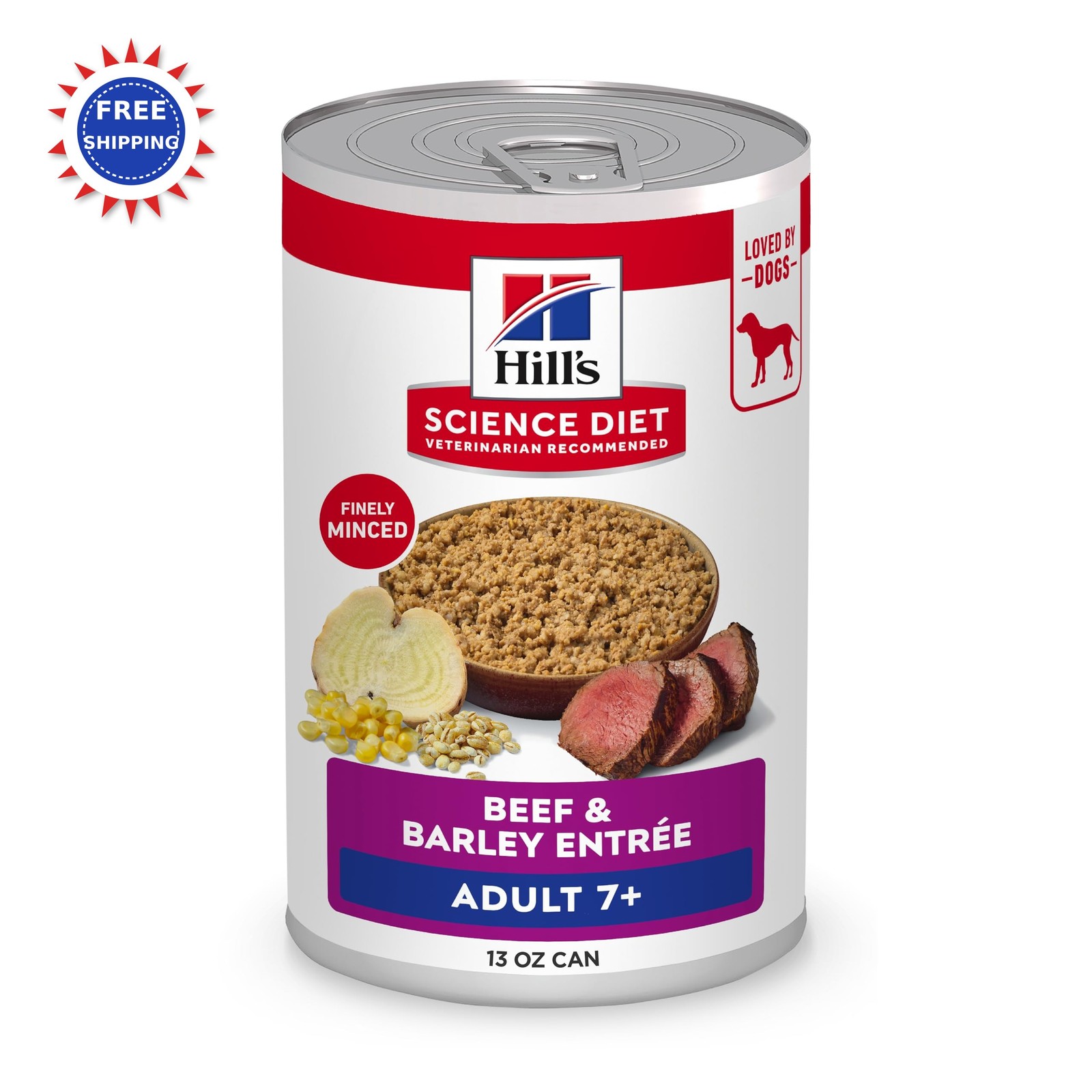 Wet Beef & Barley Loaf 13 Oz 12 Pack Hill S Science Diet Adult 7+ Hills