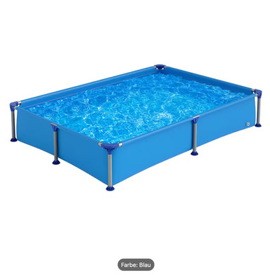 Swimmingpool rechteckiger Außenpool Metallrahmen mit PVC 2,28 m x 1,59 m x 42 cm