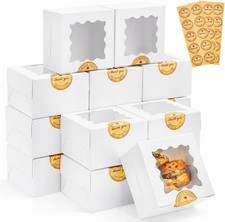 30pcs White Cookie Boxes with Window, 4x4x2.5 Inches Small Bakery Boxes with ...
