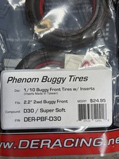 DE Racing Phenom 2.2 Buggy Front Tires / D30 Compound / With Inserts DER-PBF-D30